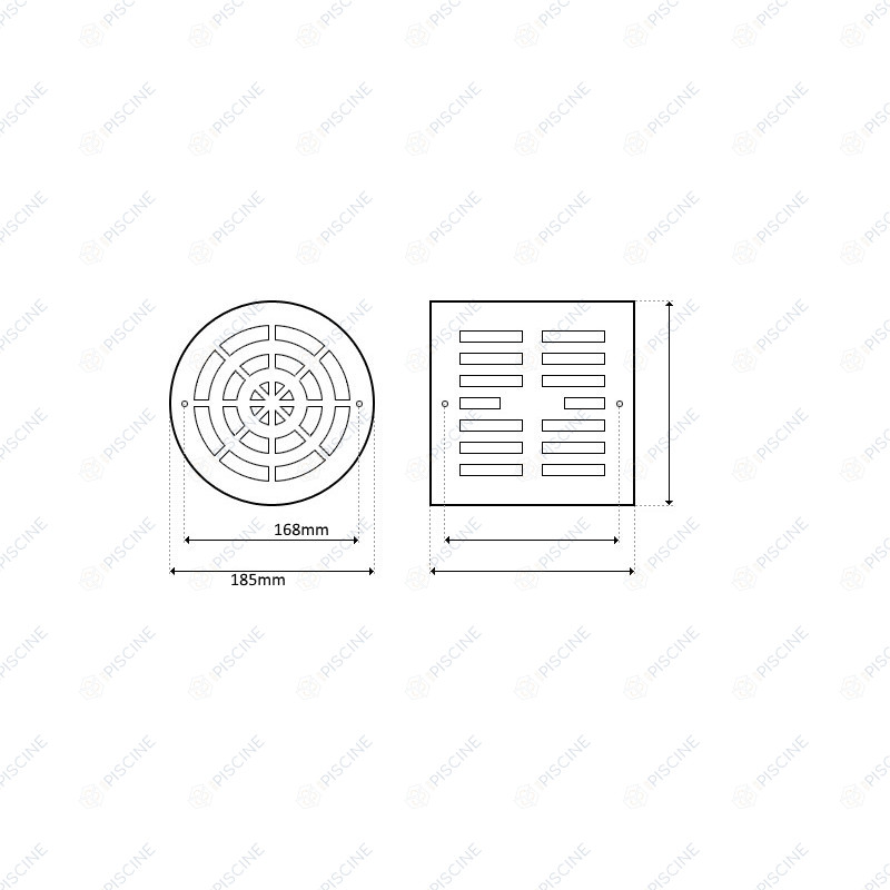 Grille BDF ABS diam.185 cm avec trous + ergots de clipage (CERTIKIN) reference SPC266 Grille BDF ABS diam.185 cm avec trous + ergots de clipage (CERTIKIN) reference SPC266