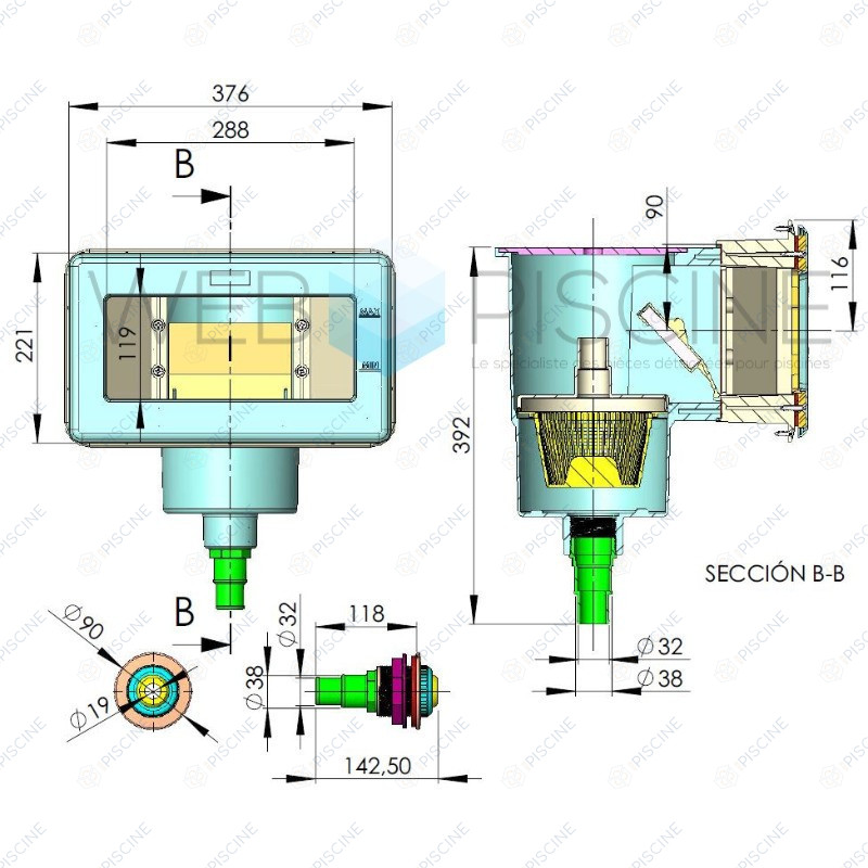 Mini-Skimmer grande meurtrière modèle 20891 - (ASTRAL) reference 42697 Mini-Skimmer grande meurtrière modèle 20891 - (ASTRAL) reference 42697