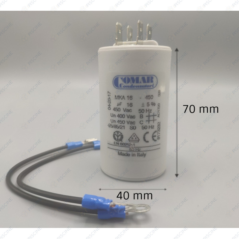 Condensateur pompe OK / CK / KSE / EP / KNG 71 - 16 µF (KRIPSOL) reference RMOT0007.03R