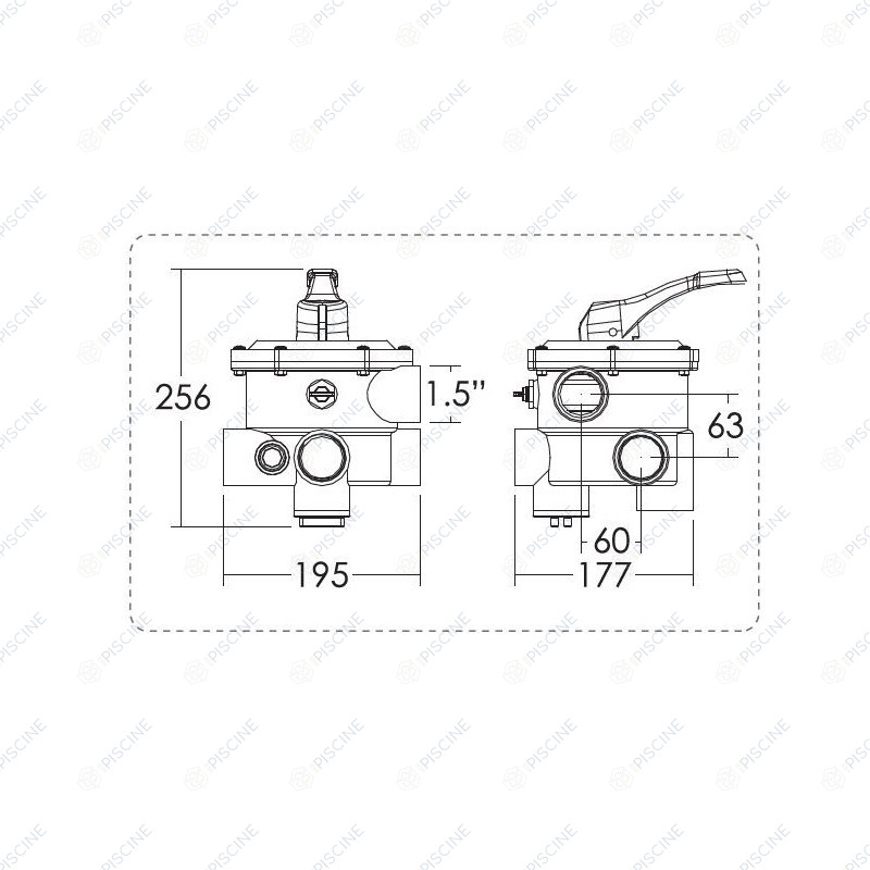 Vanne 6 voies filtre propure super pool 1 "1/2 Vanne 6 voies filtre propure super pool 1 "1/2