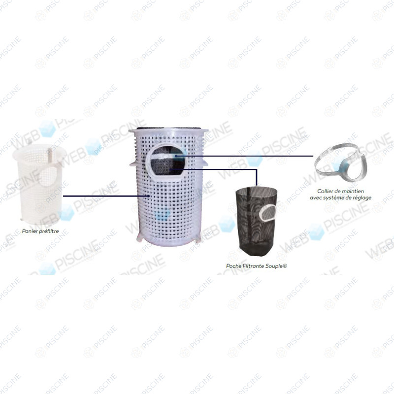 Poche filtrante souple avec collier de maintien pour pompe de piscine Poche filtrante souple avec collier de maintien pour pompe de piscine