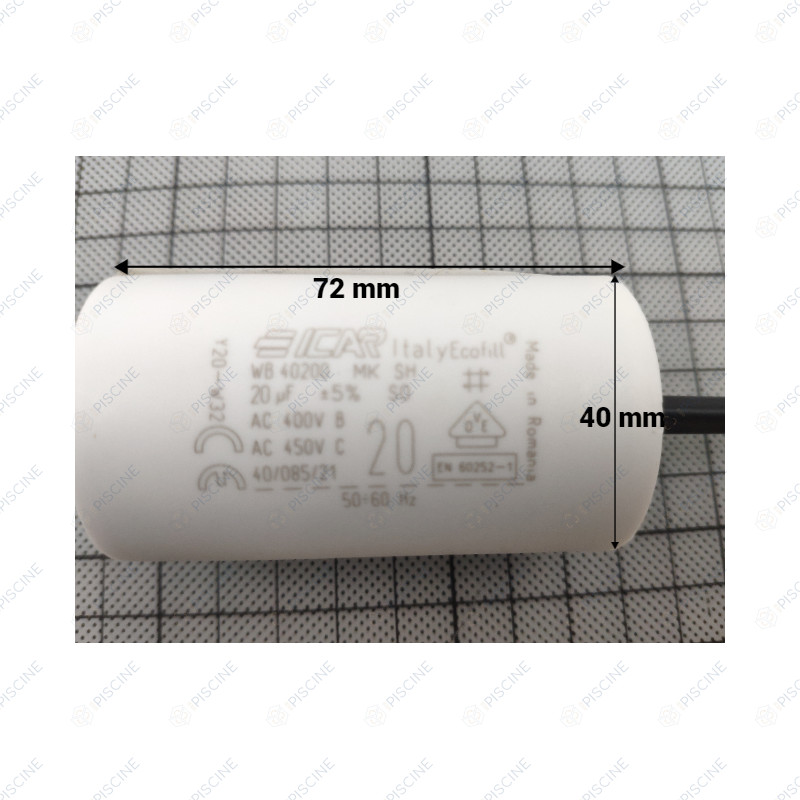 condensateur 20µf avec cable bipolaire 250mm condensateur 20µf avec cable bipolaire 250mm