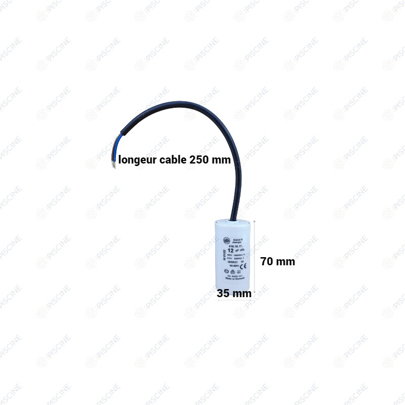 Condensateur MKA 12 µF 450V 35X70 avec cable 250mm long Condensateurs avec cable bipolaire