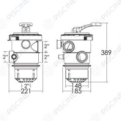 Vanne top MPV08 6 voies 2.0" + raccords + manométre