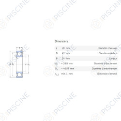 Roulement 6204 étanche - 47x20x14 (SKF) Pompe ONDINA SKF