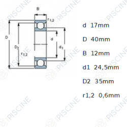 Roulement 6203 étanche - 40x17x12 - (SKF) Pompe ONDINA SKF Roulement 6203 étanche - 40x17x12 - (SKF) Pompe ONDINA SKF