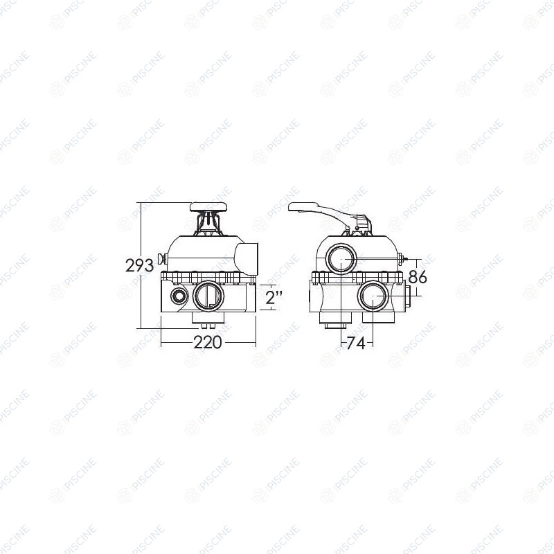 Vanne 2'' latéral MPV04 pour SMG750/ SMG900 (Noir) (EMAUX) Vanne 2'' latéral MPV04 pour SMG750/ SMG900 (Noir) (EMAUX)