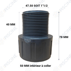 Embout long pvc 50 1-1/2 pour collecteur