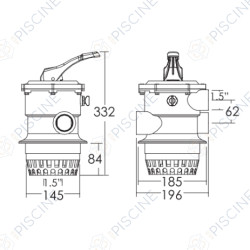 Vanne top 1"1/2 avec raccords et manomètre (Emaux) référence 88280150 Vanne top 1"1/2 avec raccords et manomètre (Emaux) référence 88280150