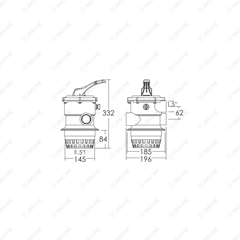 Vanne top 1"1/2 avec raccords et manomètre (Emaux) référence 88280150 Vanne top 1"1/2 avec raccords et manomètre (Emaux) référence 88280150