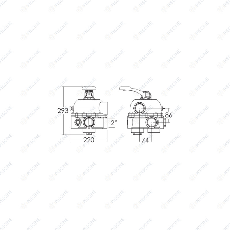 Vanne latérale 2" MFS27/MFS31/MFS35 reference E88280812 Vanne latérale 2" MFS27/MFS31/MFS35 reference E88280812