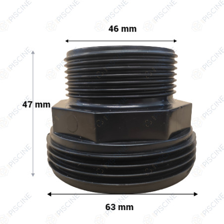 Connecteur 1.5"  (Noir) Vanne Side 6 voies 1"1/2