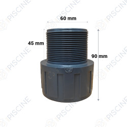 Embout long PVC 60-2 pouces pour filtre Astralpool