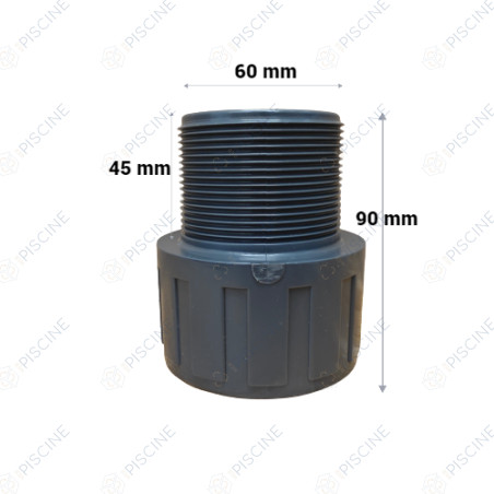 Embout long PVC 60-2 pouces pour filtre Astralpool