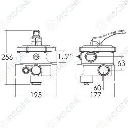 Vanne Side 1 1/2'' avec raccord coudé court - Référence 88280805B EMAUX