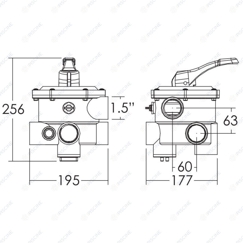 Vanne Side 1 1/2'' avec raccord coudé court - Référence 88280805B EMAUX Vanne Side 1 1/2'' avec raccord coudé court - Référence 88280805B EMAUX