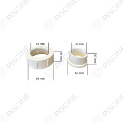 Raccord de connexion blanc avec écrou -PAC Bering (sans le joint ref 133020026) (ZEALUX ELECTRIC LIMITED)