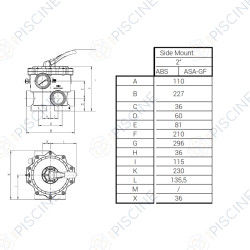 Vanne side 2'' nue pour raccords a coller (SNTE) Vanne Top et Side 1''1/2 - 2'' - 3'' (avant 2006)
