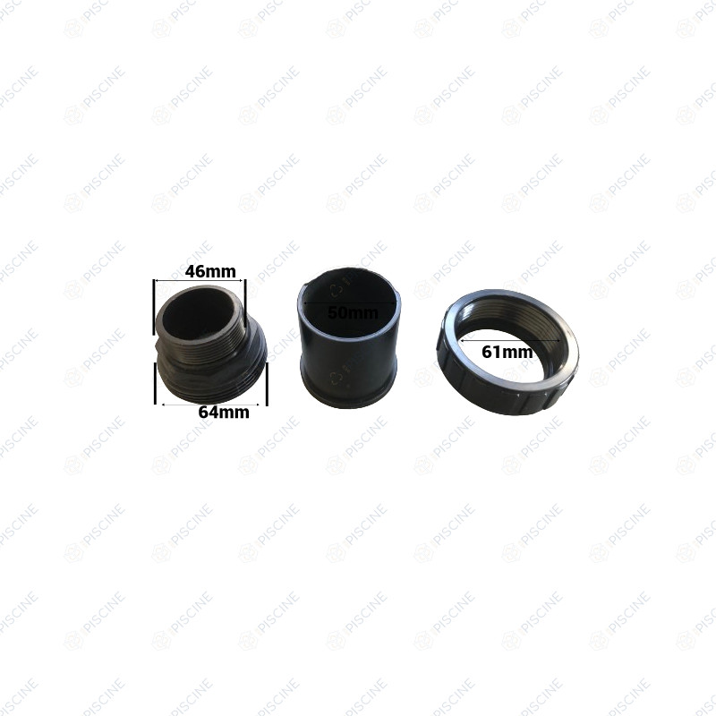 Raccord set 1.5" (3 pièces) avec joint pour vanne MPV07 (Noir) reference E89280102B Raccord set 1.5" (3 pièces) avec joint pour vanne MPV07 (Noir) reference E89280102B