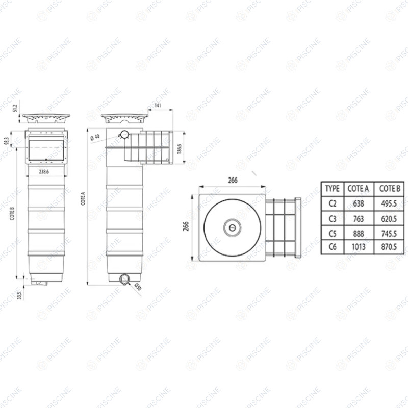 Skimfiltre design A200 C6 panneau liner Skimfiltre design A200 C6 panneau liner
