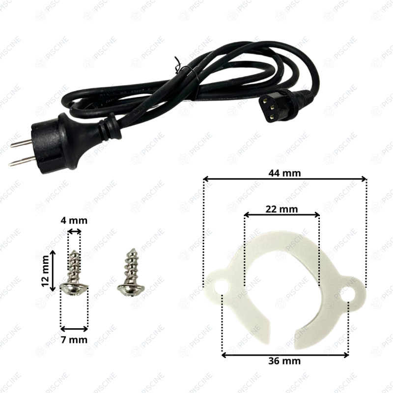 Cable d'alimentation 3 pin pour transfo. Aquatron référence AC0109900