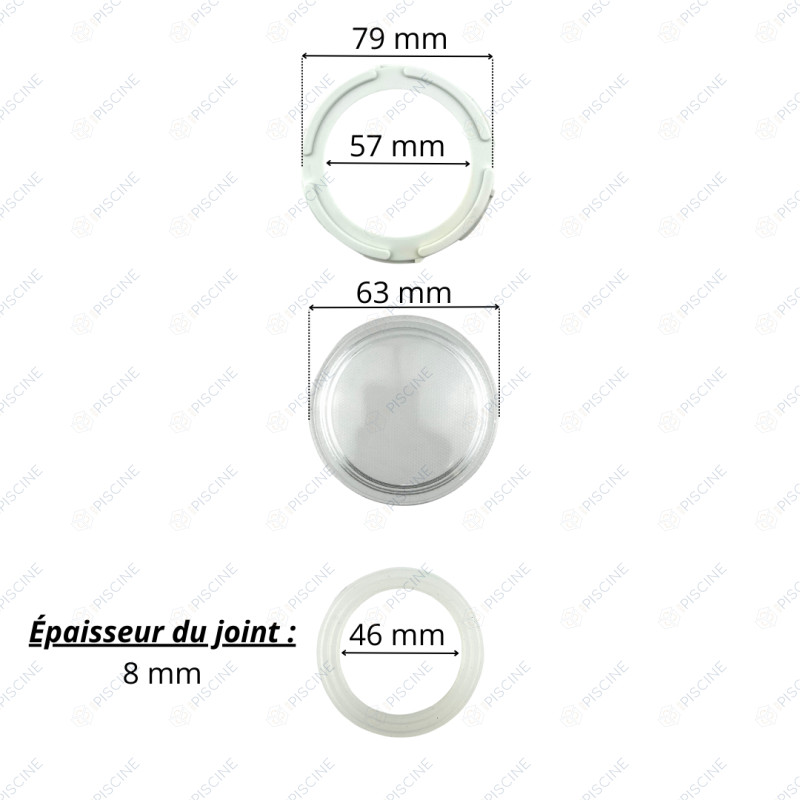 Lentille complète (avec enjoliveur et Joint) PROJ Halogene. -référence 4403012003 - ASTRALPOOL
