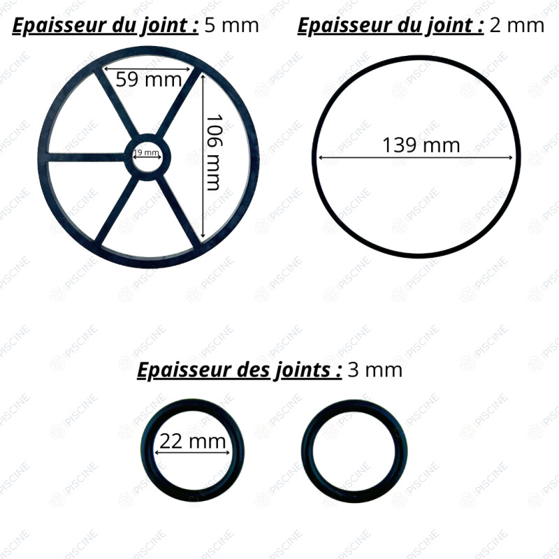 Kit joints (joint etoile, joint couvercle, 2 joints boisseau) Vanne 1 1/2'' Midas (SNTE) reference CE04120004