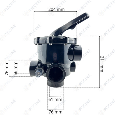 Vanne side classic plus 2" noire avec jonction entraxe 230mm référence 74862