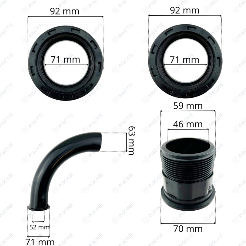 Vanne side classic plus 2" noire avec jonction entraxe 230mm référence 74862 Vanne side classic plus 2" noire avec jonction entraxe 230mm référence 74862