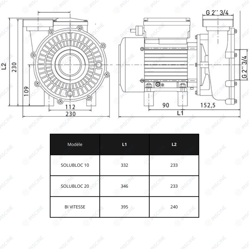 Pompe Solubloc 20 compatible bloc Desjoyaux P25
