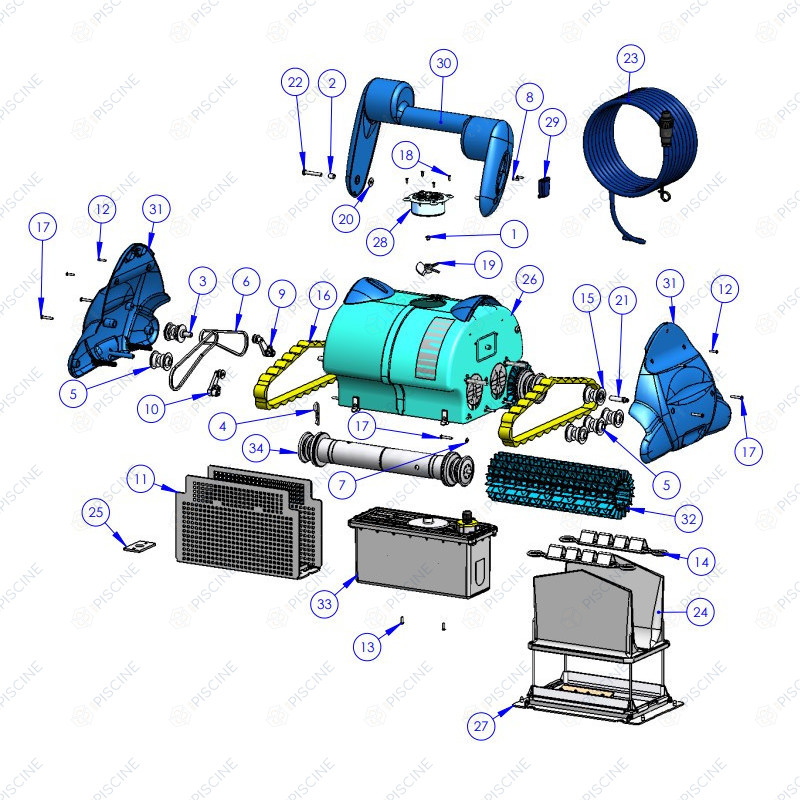 Flasque chenille bleu pour robot JD Clean (Zodiac) réf. W1727A