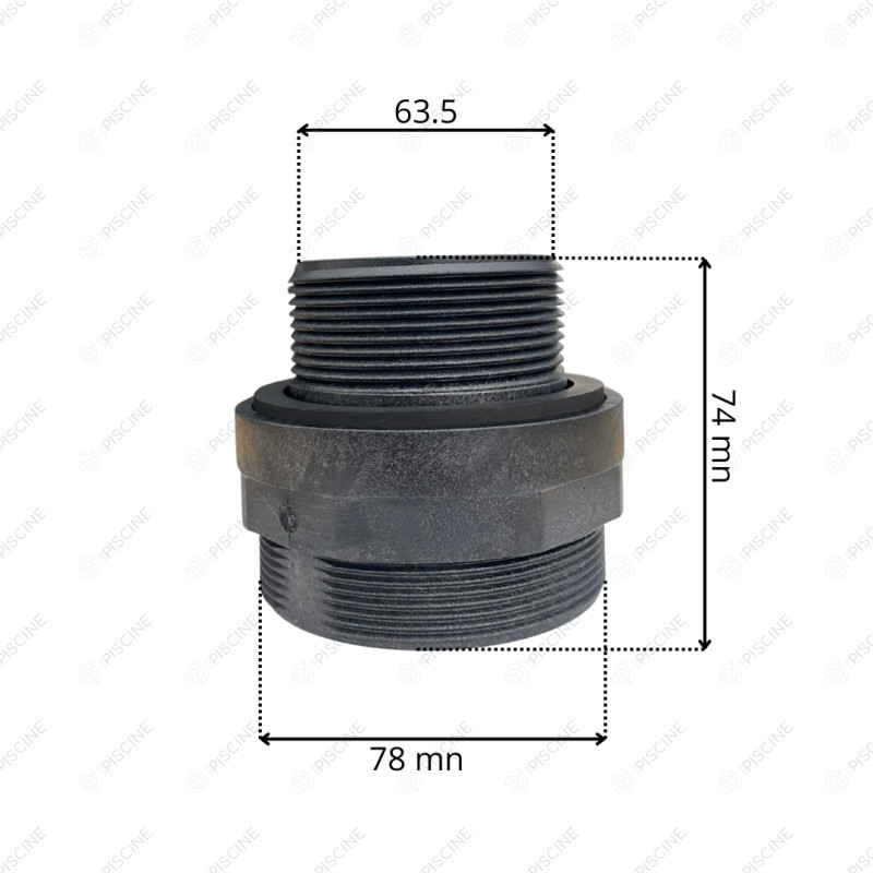 Traversée de paroi filtre à sable S0310SXE - Filetage côté cuve L 40MM - (HAYWARD) référence SX244PX