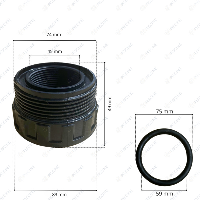 Raccord 1"1/2 + joint torique FILTRE SAB Aster / Atlas (ASTRAL) Référence 4404040103