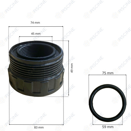 Raccord 1"1/2 + joint torique FILTRE SAB Aster / Atlas (ASTRAL) Référence 4404040103