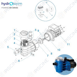 Vue éclatée pompe HK Series (Hydroswim)
