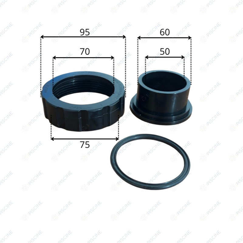Kit raccord union Ø50mm PPE RSII/SPII DI 0,75 à 1 CV (Hayward) - Référence RSX750EPAKDI