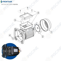 Vue éclatée moteur pompe Pentek (Pentair)