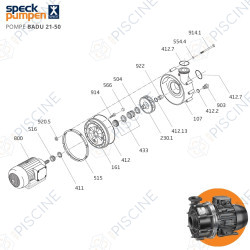 Vue éclatée pompe BADU 21-50 (Speck)