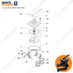 Vue éclatée vanne side Badu Mat R40 (Speck)