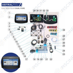 Vue éclatée électrolyseur DUAL PURE (Astralpool)