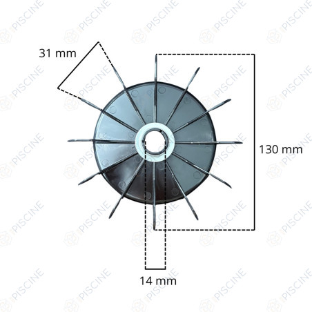 Ventilateur 0.37KW à 0.75KW diam. 15 mm/130 mm (Moteur Pentek) - (PENTAIR) Moteur PENTEK PENTAIR