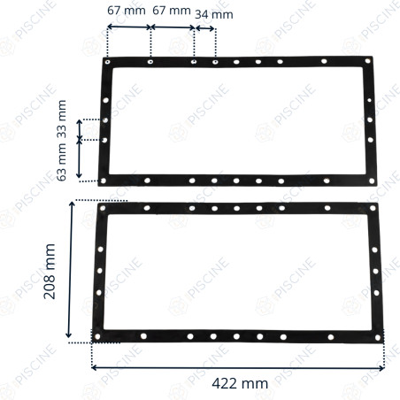 Joints de Bride SK GM (x2) (ASTRAL) Skimmer PRESTIGE 17,5 Lts PM/GM piscine Béton/Liner