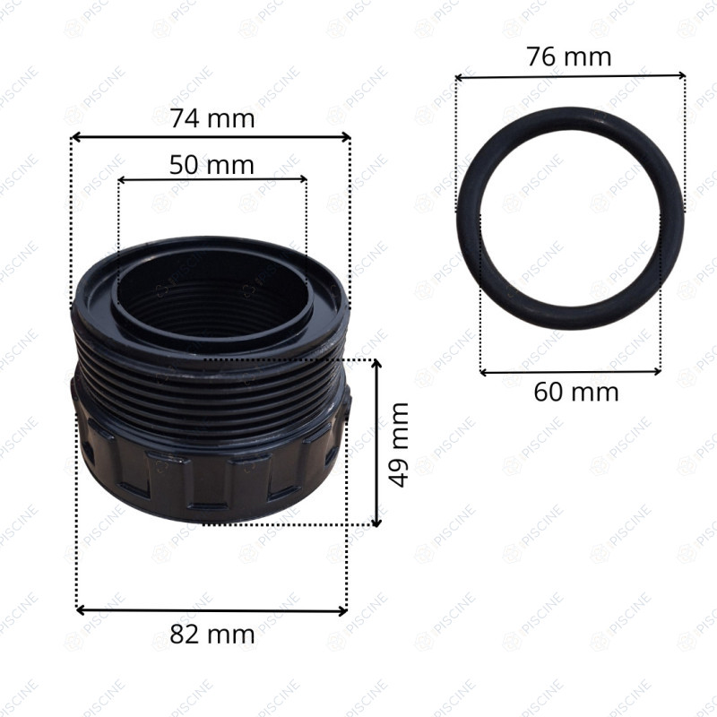 Raccord sortie 2" + joint torique FILTRE SAB Vesubio / Aster / Atlas (ASTRAL) reference 4404040112