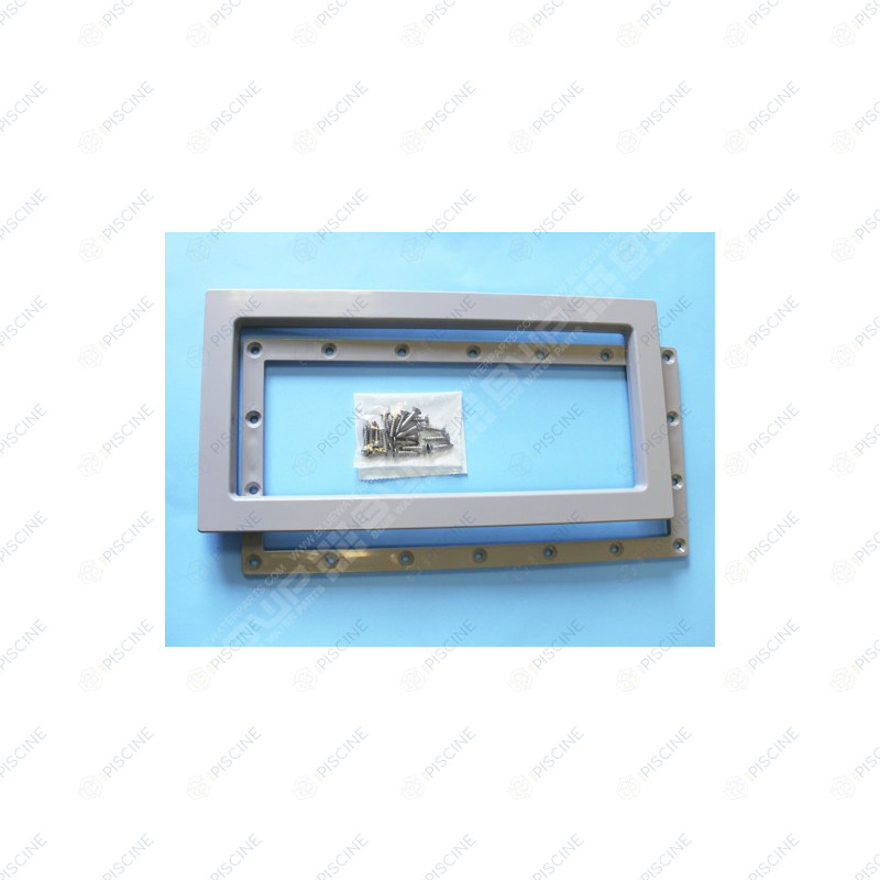 Bride + enjoliveur + vis SK Gris - remplace Easyline (ASTRAL) Skimmer STANDARD 15 Lts PM/GM piscine Béton/Liner