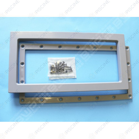 Bride + enjoliveur + vis SK Gris - remplace Easyline (ASTRAL) Skimmer STANDARD 15 Lts PM/GM piscine Béton/Liner