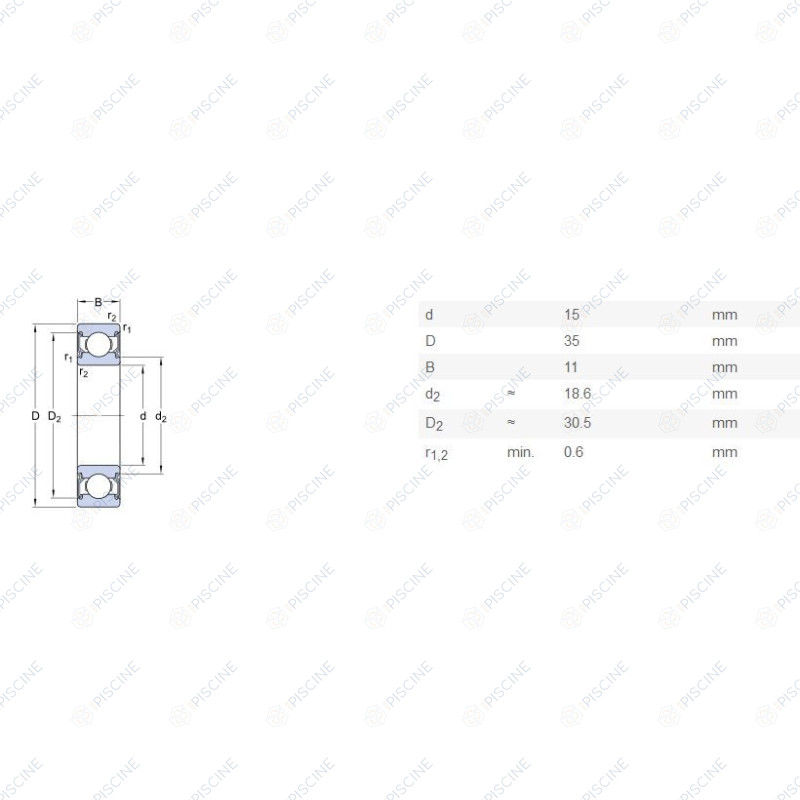 Roulement 6202 étanche - 35x15x11 - (SKF) reference 6202-2RSH Roulement 6202 étanche - 35x15x11 - (SKF) reference 6202-2RSH